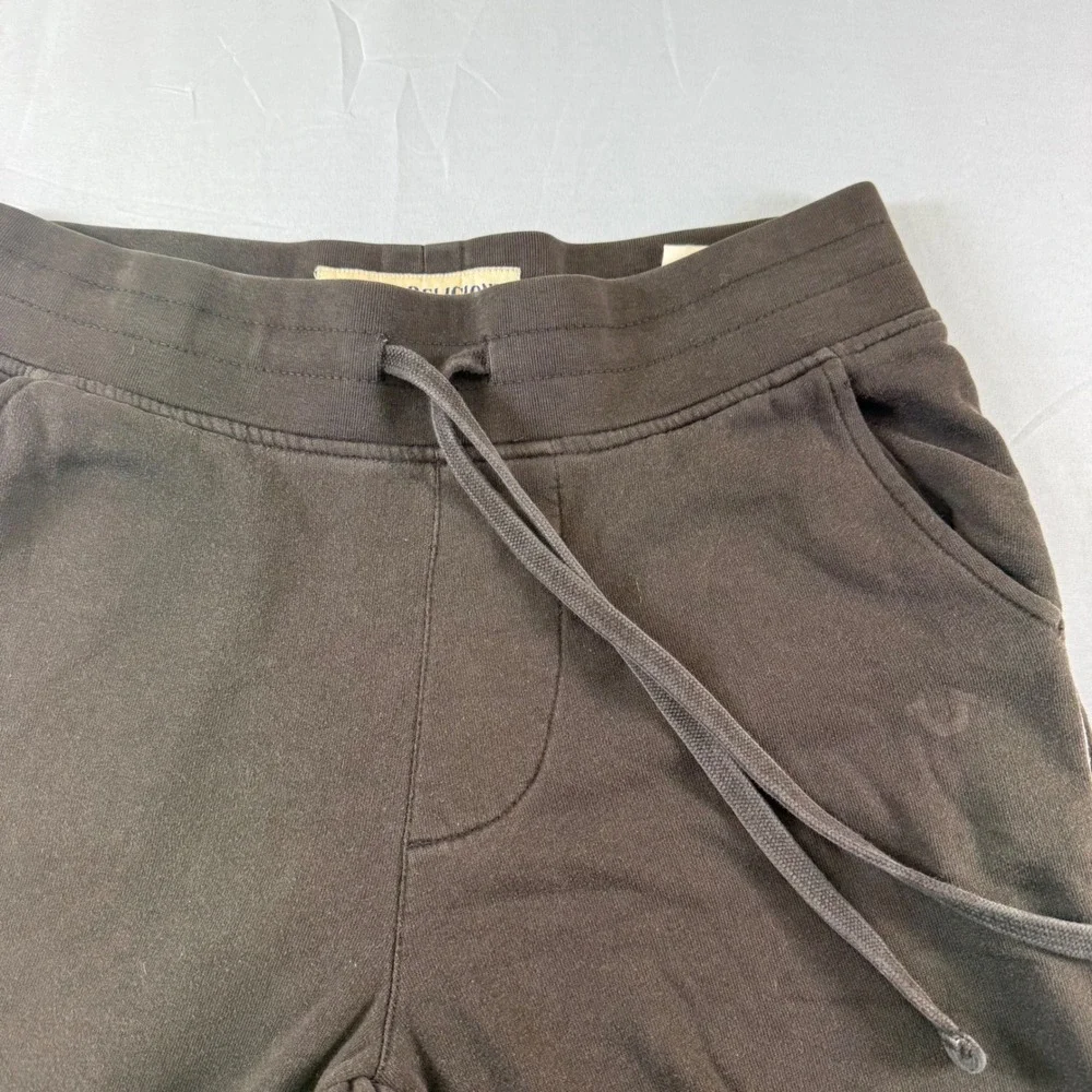 True Religion Mens S Brown Straight Leg Sweatpants Horseshoe Logo Joggers